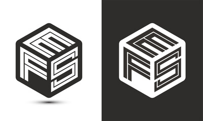 EFS letter logo design with illustrator cube logo, vector logo modern alphabet font overlap style.