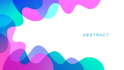Poster - Abstract banner with curved shapes. Bright gradient waves for creative graphic design. Vibrant fluid colors background. White background. Vector illustration.