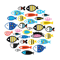 Wall Mural - Cute fish. Kids illustration.