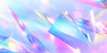 Holographic Background With Glass Shards. Rainbow Reflexes In Pink And Purple Color. Abstract Trendy Pattern. Texture With Magical Effect