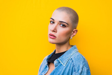 Beautiful woman with shaved hair