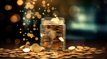 Golden Coins In A Jar: Financial Growth Concept