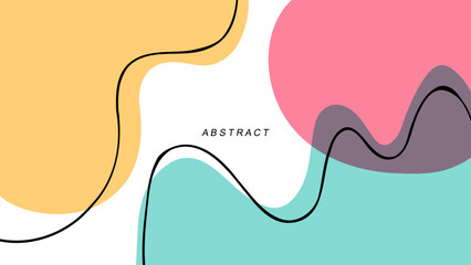 Poster - Abstract background with various dynamic liquid shapes and black outlines for creative graphic design. Flat colors. Vector illustration.