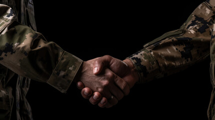 Two military men shaking hands