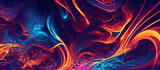 Fototapeta  - Abstract colourful gradient light fluid wavy dynamic isolated on black background in concept modern, technology, Magnetic storm