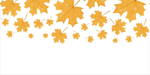 Wall Mural - Seamless horizontal banner pattern with autumn fall yellow leaves of maple tree. Perfect for wallpaper, wrapping paper, web sites, background, social media, blog and greeting cards, advertising