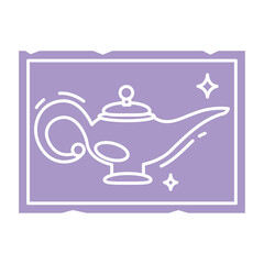 Poster - Outline of a magic lamp on a tarot card Vector