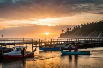 sunset on the river