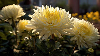 Wall Mural - chrysanthemums in the garden, generative AI