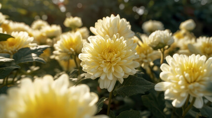 Wall Mural - chrysanthemums in the garden, generative AI