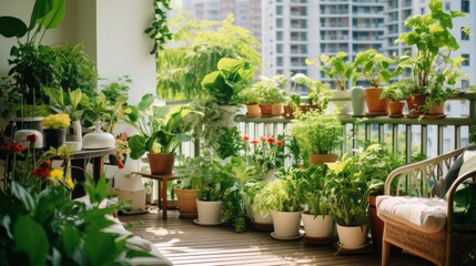 home terrace veranda balcony with tree pot plant freshness vertical garden homeinterior design concept house beautiful ideas background