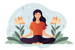 © SachiDesigns - Woman sitting with a flower illustration in the background, good mental selfcare health lifestyle