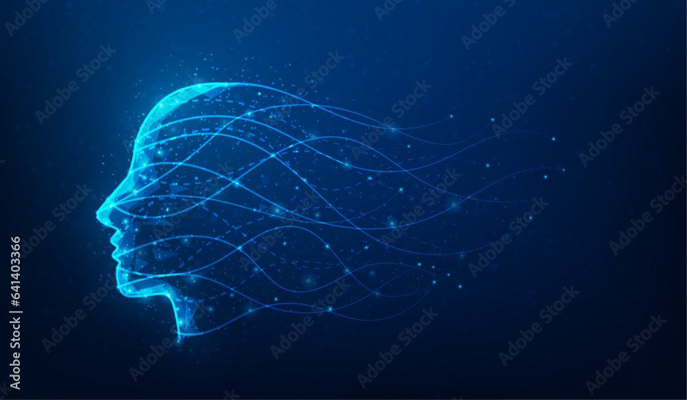 abstract head human and brain artificial intelligence technology on ...