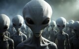 group of aliens close-up, alien creature. space dwellers. space aliens.