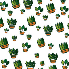 Sticker - Seamless pattern background with indoor plant icons Vector