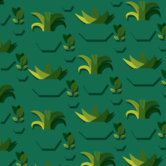 Poster - Seamless pattern background with indoor plant icons Vector