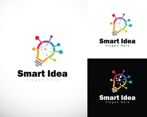 Fototapete - smart idea logo creative bulb connect design concept innovation brain technology network