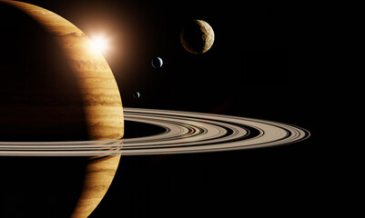 Wall Mural - 3d render, gas giant planet in deep space