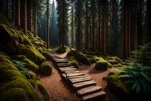 Stairs In The Forest4k HD Quality Photo. 