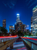 Fototapeta Tęcza - Downtown Los Angeles Skyline as seen from the CA-110 freeway (portrait)