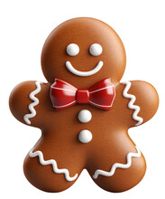Gingerbread Man Cookie Cutout Glossy Icing Isolated  Xmas Decoration