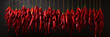 Viele rote wunderbare chilli aufgehängt am Seil Nahaufnahme für Banner im Querformat, ai generativ 