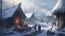 Viking Person Snow Settlement