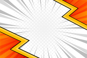 Poster - Orange comic book explosion corner border background with dots