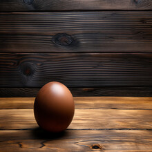 One Egg On A Wooden Table