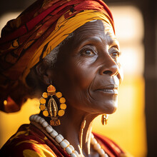 Elderly Woman From Namibia In Her Festive Attire