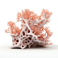 Wall Mural - Red corals composition, sea life objects, isolated on white background