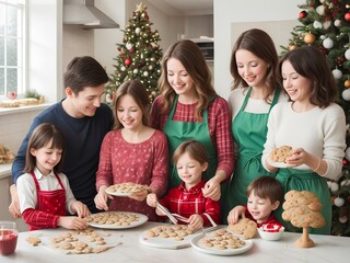 family celebrating christmas dinner