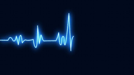 Wall Mural - Bright neon blue heart cardiogram line. Electrocardiogram show heart beat line. cardiogram, Heart pulse. Heartbeat pulse rate graph