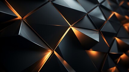 3D wallpaper abstract triangle modern glows orange black