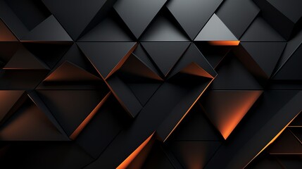 3D wallpaper abstract triangle modern glows orange black