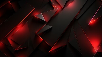 Wall Mural - 3D wallpaper abstract triangle modern glows red, black colors