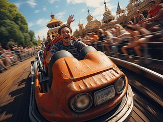 Wall Mural - Rollercoaster in amuzement park