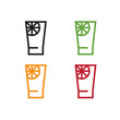 juice glasses simple vector logo set