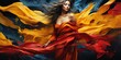 © omachucam - Illustration of beautiful colombian woman in patriotic colors in artistic way