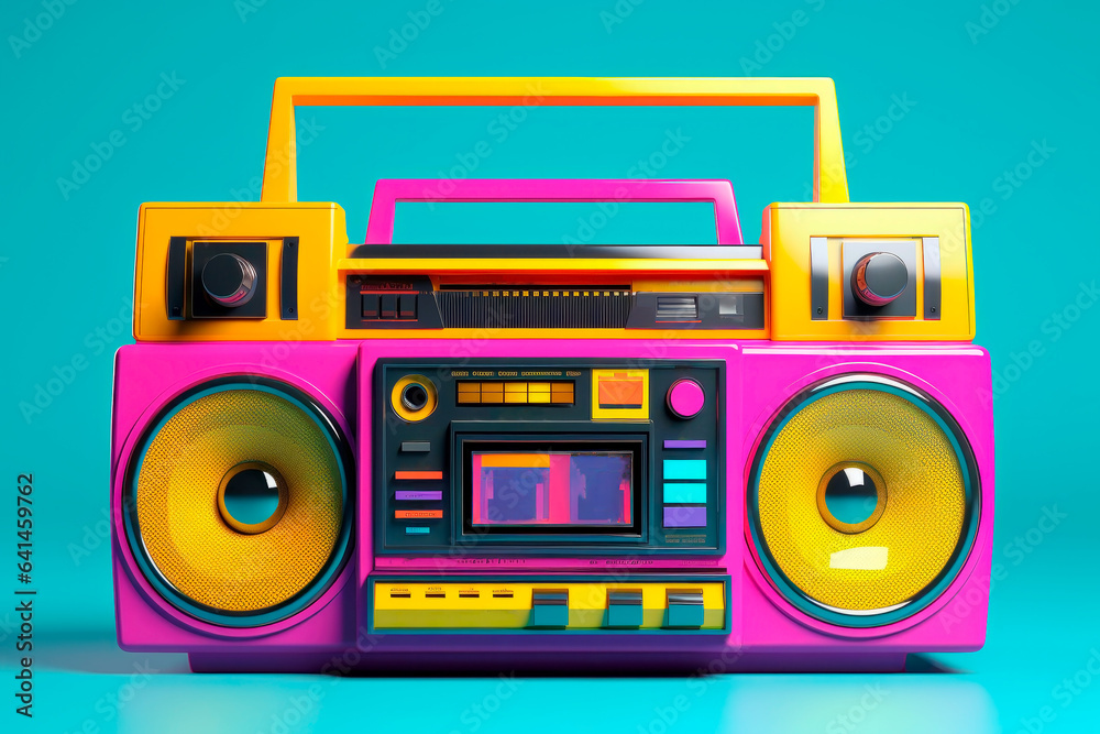 Colorful retro Boombox 3d illustration. Stock Illustration | Adobe Stock