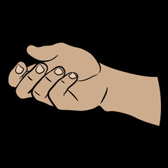 Canvas Print - Empty human male hand with bent fingers. Cartoon style. On black background.