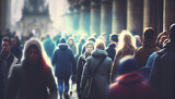 Fototapeta Londyn - Blurred crowd of unrecognizable at the street