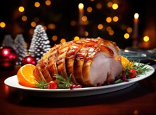 Christmas Dinner With Roasted Ham
