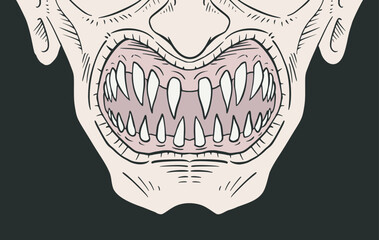Wall Mural - Creepy mouth draw