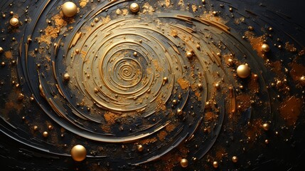 Wall Mural - Golden spiral, gold vortex with light brush strokes for luxury background. Unique and exclusive lavish card for celebration, business, greetings. Surreal, abstract beautiful motion.