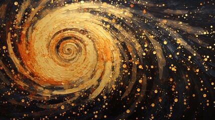 Wall Mural - Golden spiral, gold vortex with light brush strokes for luxury background. Unique and exclusive lavish card for celebration, business, greetings. Surreal, abstract beautiful motion.