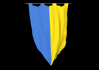 Ukrainian state flag - Yellow and blue national flag. a visual design work - istanbul, Turkey - August 30 (3D Rendering)