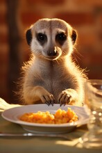 A Meerkat Looking At Food