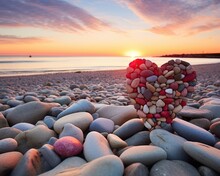 A Heart Shaped Rock On A Beach