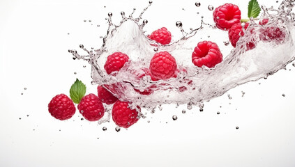 Wall Mural - Drop refreshing red liquid strawberry healthy food water bubble fresh splashing fruit freshness